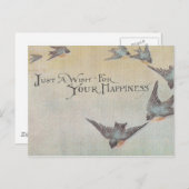 Vintager Wunsch nach glücklichen Vögeln Postkarte (Vorne/Hinten)