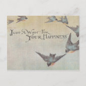 Vintager Wunsch nach glücklichen Vögeln Postkarte (Vorderseite)