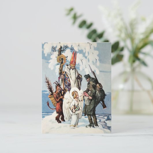 Vintager WW1 Weihnachtskrampus Postkarte (Stehend Vorderseite)