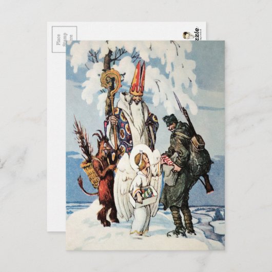 Vintager WW1 Weihnachtskrampus Postkarte (Vorne/Hinten)