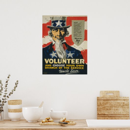 Vintager WWI Volunteer - Uncle Sam Poster (Küche)