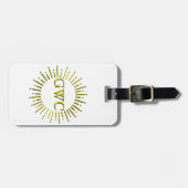 Vintager Yellow Sun Burg Custom Monogram Gepäckanhänger (Vorderseite horizontal)