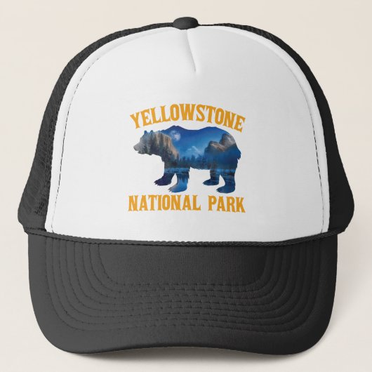 Vintager Yellowstone Nationalpark Bear Wyoming Truckerkappe (Vorderseite)