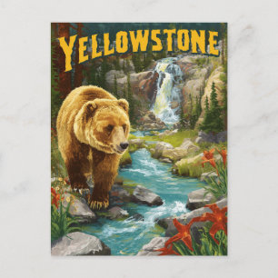 Vintager Yellowstone Nationalpark Landschaftliche  Postkarte