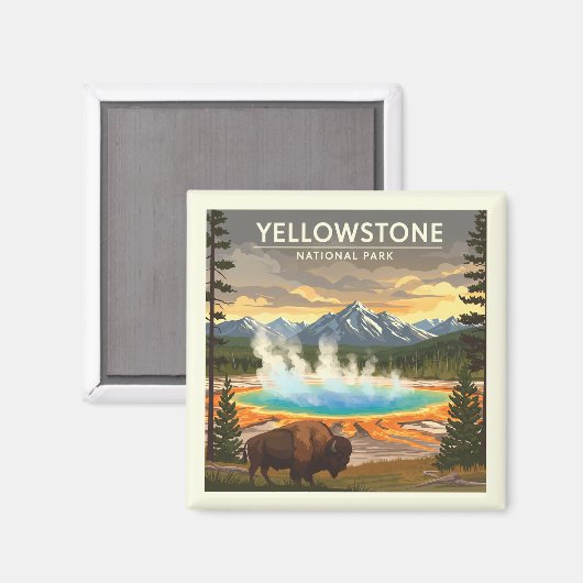 Vintager Yellowstone-Nationalpark Magnet (Vorderseite/Rückseite)