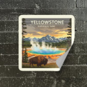 Vintager Yellowstone-Nationalpark Quadratischer Aufkleber