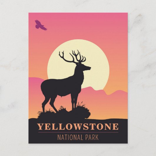 Vintager Yellowstone Nationalpark Sunset Postkarte (Vorderseite)