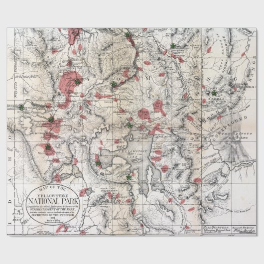 Vintager Yellowstone-Nationalpark Topographisch Geschenkpapier (Flach)