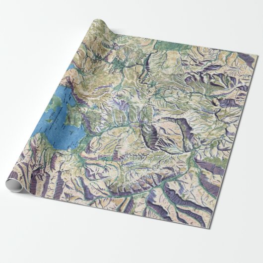 Vintager Yellowstone-Nationalpark Topographisch Geschenkpapier (Ungerollt)