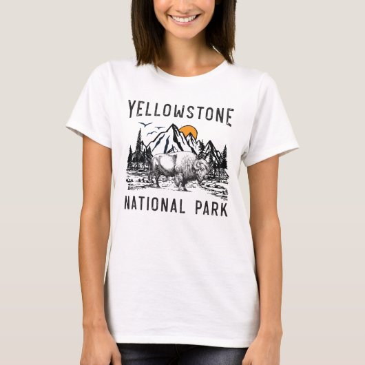 Vintager Yellowstone Nationalpark Wyoming-Berg T-Shirt (Vorderseite)