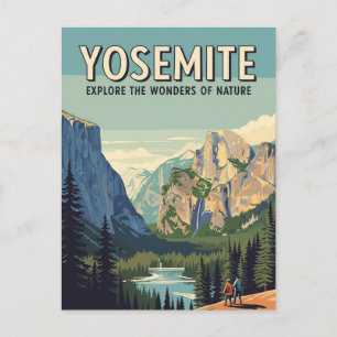 Vintager Yosemite-Nationalpark Halbkuppel Postkarte