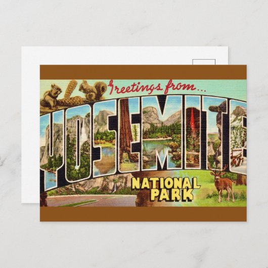 Vintager Yosemite Nationalpark Postkarte (Vorne/Hinten)
