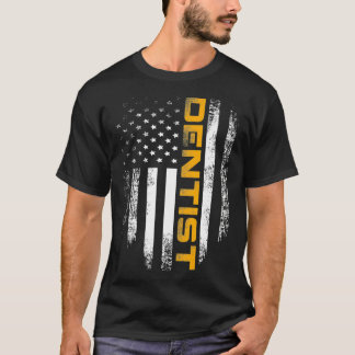 Vintager Zahnarzt mit amerikanischer Fahne für Zah T-Shirt