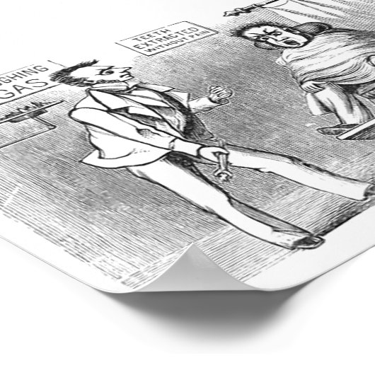 Vintager Zahnarzt, Zahnextrahierung ohne Schmerzen Poster (Ecke)