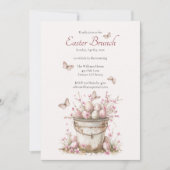 Vintager zarter Springtime Pastel Osterbrunch Einladung (Vorderseite)