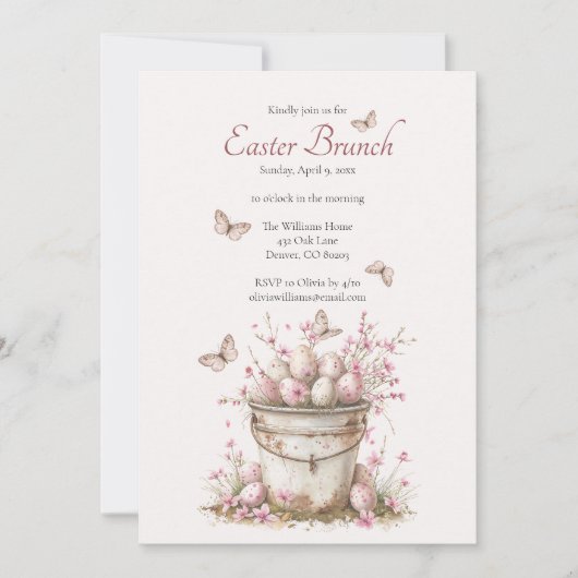 Vintager zarter Springtime Pastel Osterbrunch Einladung (Vorderseite)