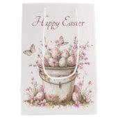 Vintager zarter Springtime Pastel Osterbrunch Mittlere Geschenktüte (Rückseite)