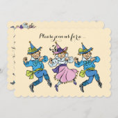 Vintager Zauberer für Oz Dancing Munchkins Kinderd Einladung (Vorne/Hinten)