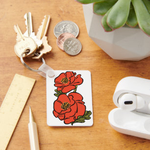 Vintager Zauberer für Oz-Rote Pupien im Blütenfrüh Schlüsselanhänger