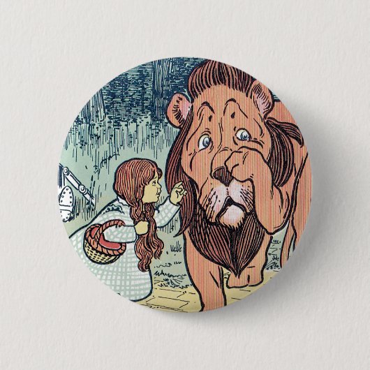 Vintager Zauberer für Oz-Zeichen, Gelbe Ziegelstra Button (Vorderseite)