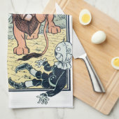 Vintager Zauberer für Oz-Zeichen, Gelbe Ziegelstra Geschirrtuch (Viertel Falte)