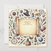 Vintager Zauberer Hexen Party Magical Wands Hats Einladung (Rückseite)