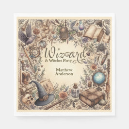 Vintager Zauberer Hexen Party Magical Wands Hats Serviette