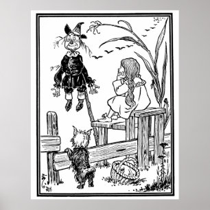 Vintager Zauberer Oz, Dorothy Toto trifft Scarecro Poster