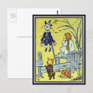 Vintager Zauberer Oz, Dorothy Toto trifft Scarecro Postkarte