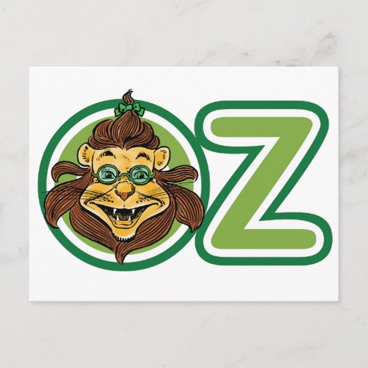Vintager Zauberer Oz, Löwe im Buchstaben O Postkarte (Vorderseite)