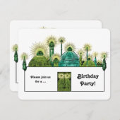 Vintager Zauberer Oz, Smaragdstädter Geburtstagspa Einladung (Vorne/Hinten)