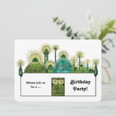 Vintager Zauberer Oz, Smaragdstädter Geburtstagspa Einladung (Stehend Vorderseite)