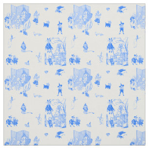 Vintager Zauberer von Oz Blue Toile de Jouy Stoff