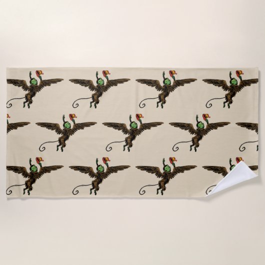Vintager Zauberer von Oz, böse fliegende Affe Strandtuch (Vorderseite)