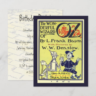 Vintager Zauberer von Oz Buchdecke Geburtstagspart Einladung