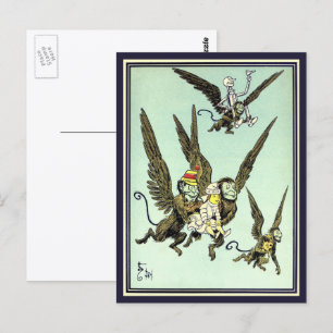 Vintager Zauberer von Oz, fliegende Affen mit Doro Postkarte