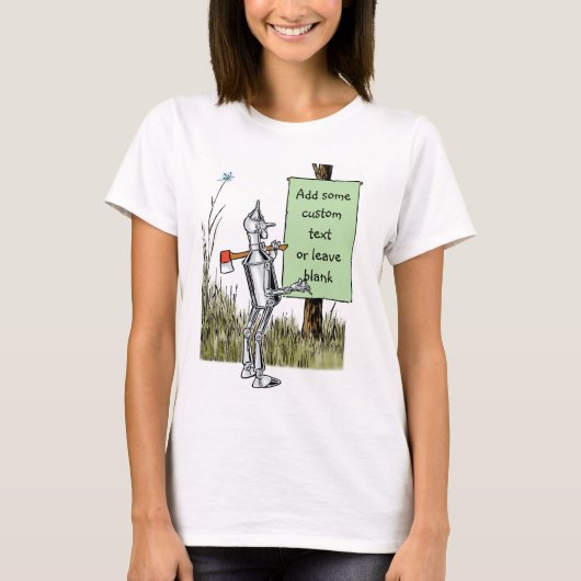 Vintager Zauberer von Oz, Tinman Reading Sign T-Shirt (Vorderseite)