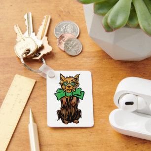 Vintager Zauberer von Oz Toto Dog mit grünem Bow Schlüsselanhänger