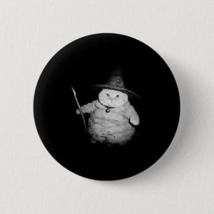 Vintager Zauberkatze Seltsames Halloween Cat Meme Button