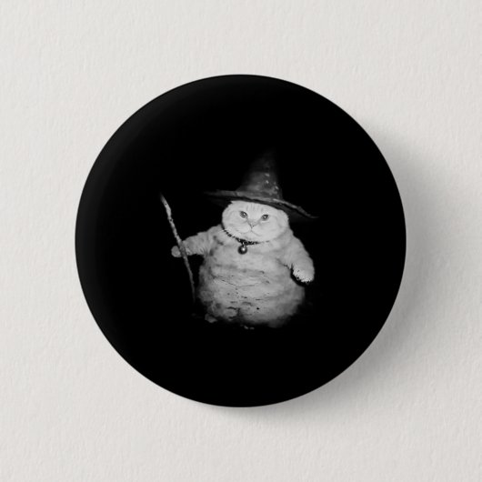 Vintager Zauberkatze Seltsames Halloween Cat Meme Button (Vorderseite)