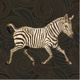 Vintager Zebra-Lauf mit Paisley-Design Freistehende Fotoskulptur