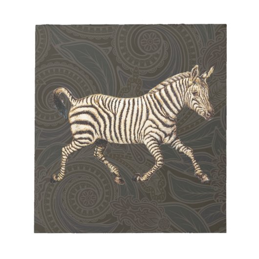 Vintager Zebra-Lauf mit Paisley-Design Notizblock (Vorderseite)