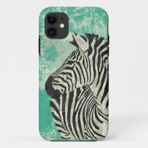 Vintager Zebra-Türkis iPhone Fall 11 Hülle