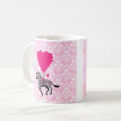 Vintager Zebra u. rosa Herzballone Kaffeetasse (Vorderseite Links)