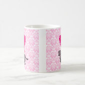 Vintager Zebra u. rosa Herzballone Kaffeetasse (Mittel)