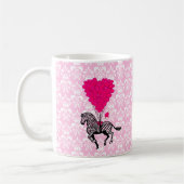 Vintager Zebra u. rosa Herzballone Kaffeetasse (Links)