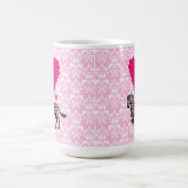 Vintager Zebra u. rosa Herzballone Kaffeetasse (Mittel)