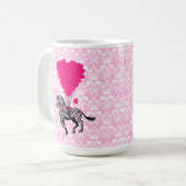 Vintager Zebra u. rosa Herzballone Kaffeetasse (Vorderseite Links)