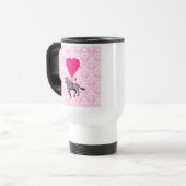 Vintager Zebra u. rosa Herzballone Reisebecher (Vorderseite Links)