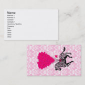 Vintager Zebra u. rosa Herzballone Visitenkarte (Vorne/Hinten)